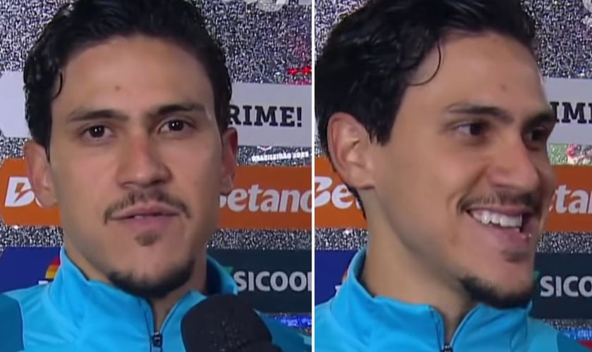 Pedro Guilherme em entrevista pós-jogo. (Foto: Reprodução/Instagram/Ge)