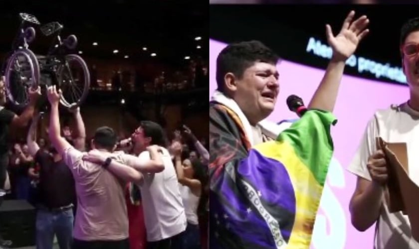O homem foi curado e levantou da cadeira de rodas. (Foto: Reprodução/Instagram/Igreja Visão Profética).