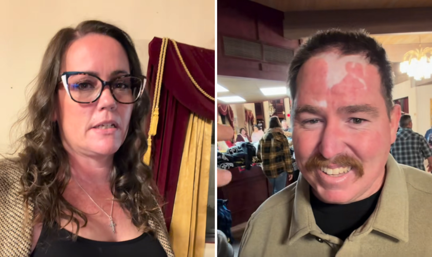 Shauna e seu marido James, que carrega cicatrizes de um grave acidente. (Captura de tela/Facebook/Sean Feucht)