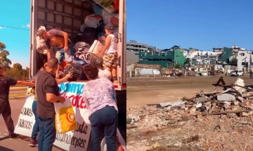 A Lagoinha de Canoas criou uma campanha para ajudar os afetados. (Foto: Reprodução/Instagram/wecare.lagoinhacanoas/Reprodução/Instagram/Victor Fernandes de Souza).