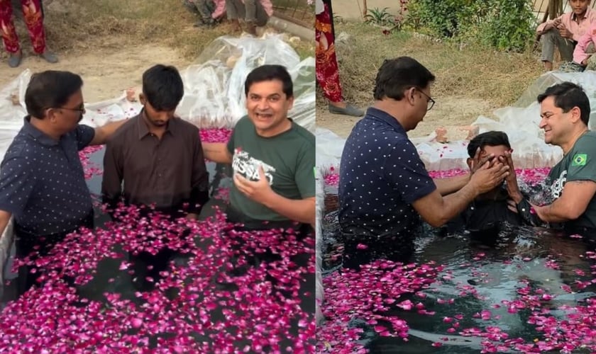 O jovem curado foi batizado pelo missionário brasileiro Claudinei Vicente. (Foto: Reprodução/Instagram/Claudinei Vicente).