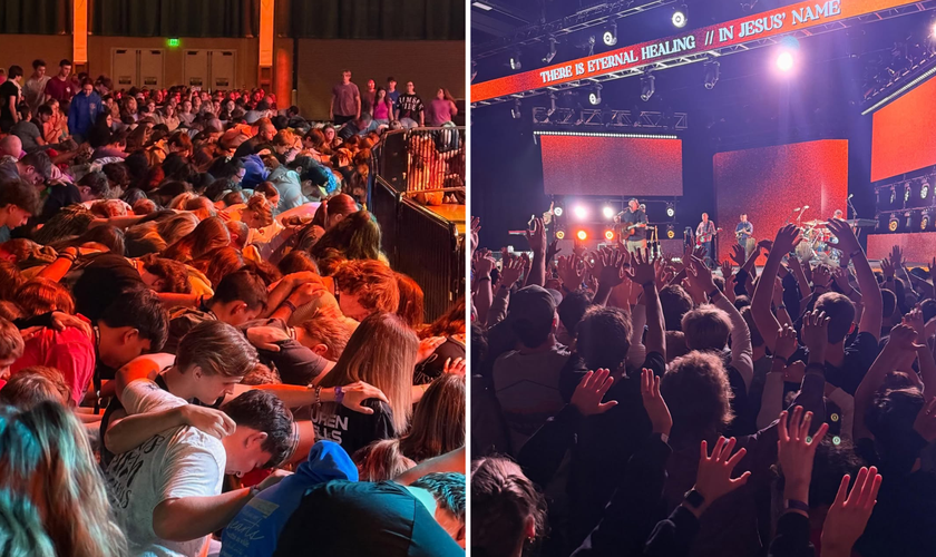 Centenas entregam suas vidas a Jesus na Conferência “Corações em Chamas”, realizada no Tennessee. (Foto: Instagram / @heartsonfirelive)