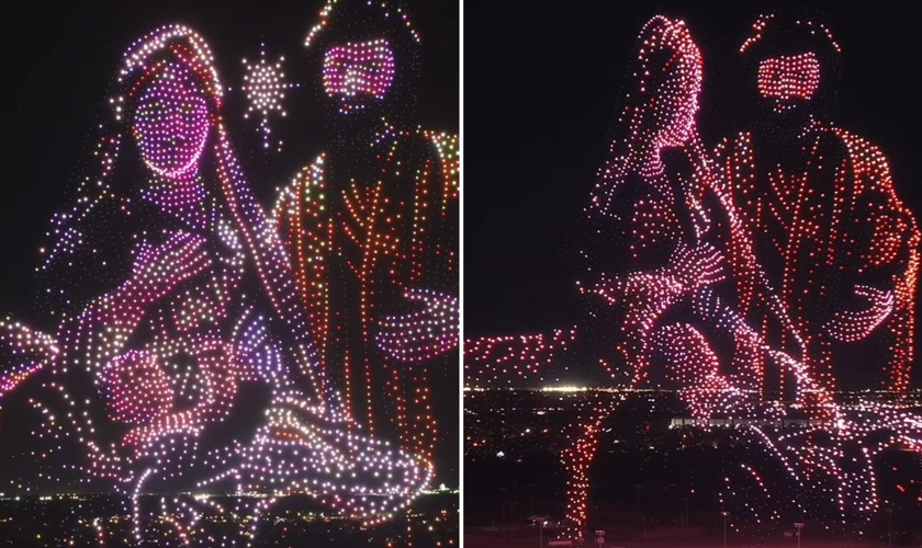 As imagens do presépio no céu. (Foto: Reprodução/Instagram/Preston Ward)