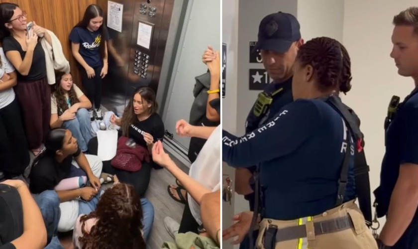Os jovens no elevador. (Foto: Reprodução/Instagram/Luana Barbedo)