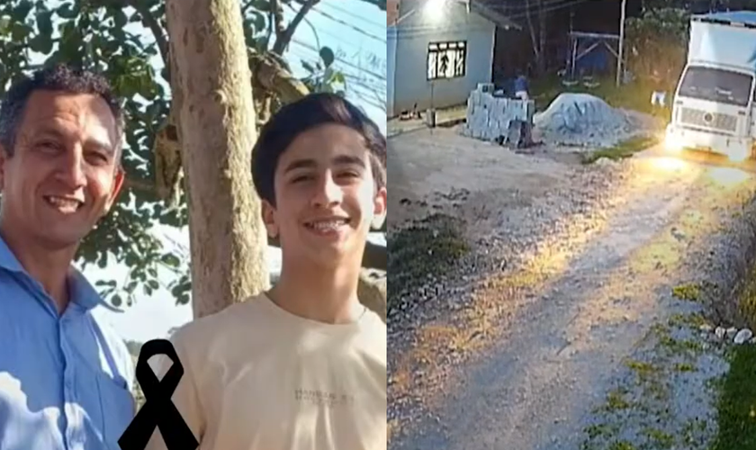 Claudecir, de 52 anos, e Felipe, de 17, foram mortos pelo vizinho. (Foto: Reprodução/Ric RECORD).