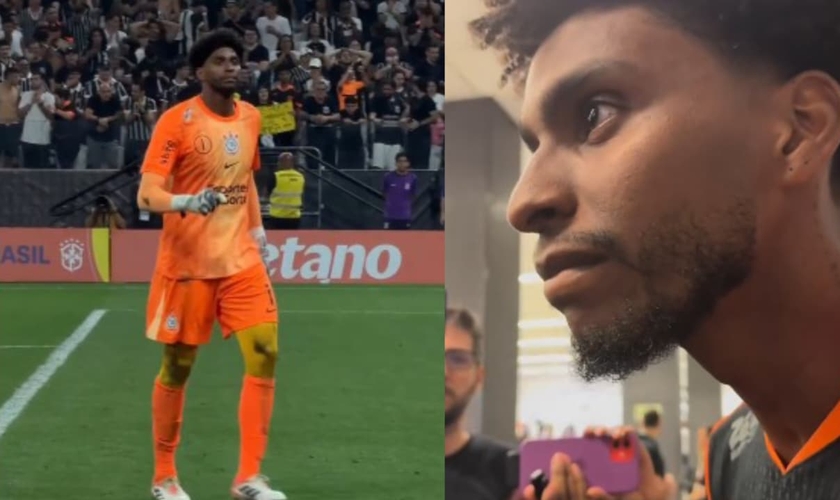 Hugo Souza na semifinal da Copa do Brasil. (Foto: Reprodução/Instagram/Corinthians/Reprodução/Instagram/Vitor Peixoto).