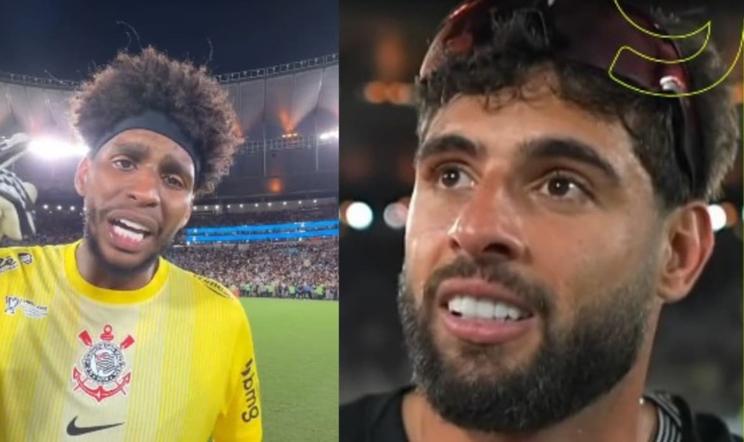 O goleiro Hugo Souza e Yuri Alberto. (Foto: Reprodução/Instagram/Globo Esporte).