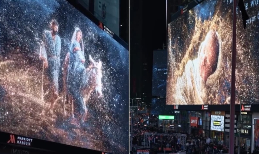 O espetáculo chamou a atenção de muitas pessoas na Times Square. (Foto: Reprodução/Instagram/Church of Jesus Christ).