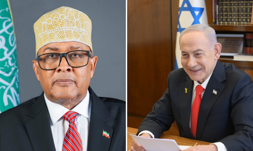 Abdirahman Mohamed Abdillahi, presidente da Somalilândia; e Benjamin Netanyahu, primeiro-ministro de Israel. (Foto: Instagram/B. Netanyahu / GovSomaliland)