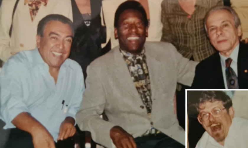 Mauricio de Sousa, Pelé e Jece Valadão; no detalhe, o pastor Luiz Sayão. (Foto: Instagram/Luiz Sayão)