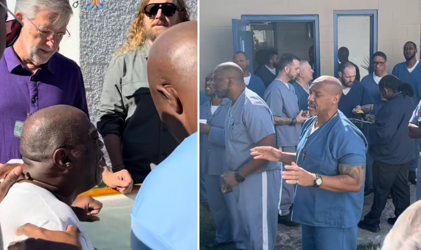 O batismo na prisão. (Foto: Reprodução/Instagram/Sean Feucht)