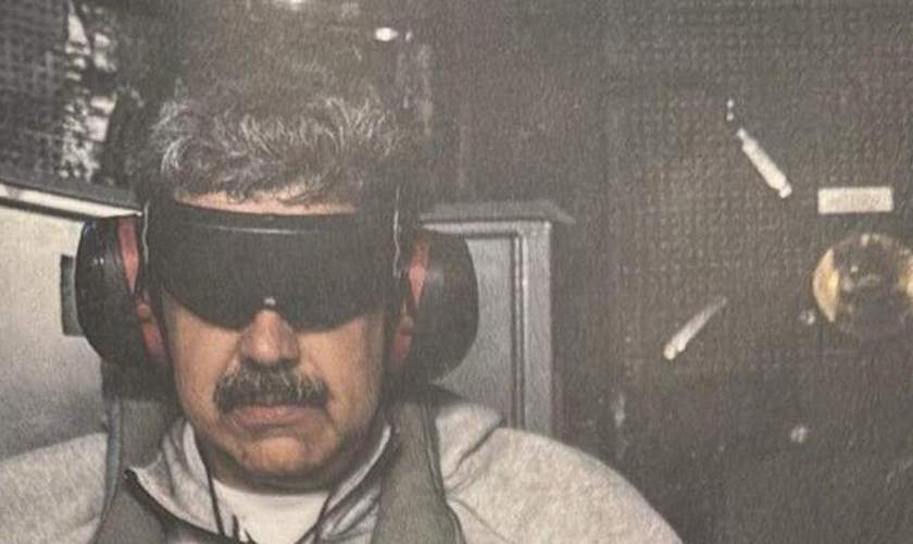 Nicolás Maduro após captura pelos militares dos EUA. (Foto: Truph Social/Donald Trump)