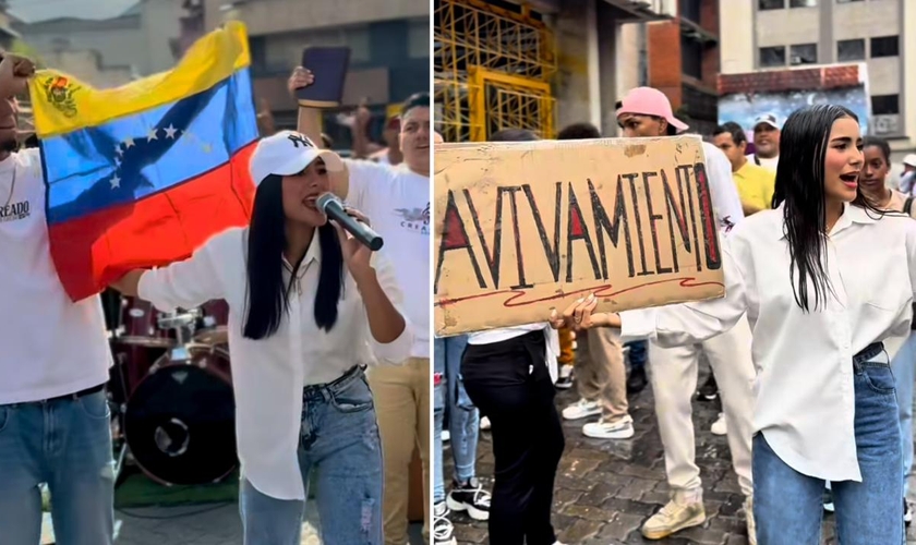 Os jovens declarando Jesus nas ruas. (Foto: Reprodução/Instagram/Risbeli Barboza)