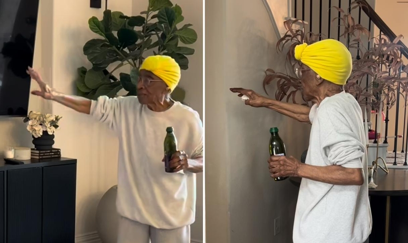 Mai orando pela casa. (Foto: Reprodução/Instagram/Danielle Ek)