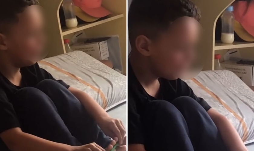 Kauê orando. (Foto: Reprodução/Instagram/Bianca Andrade)