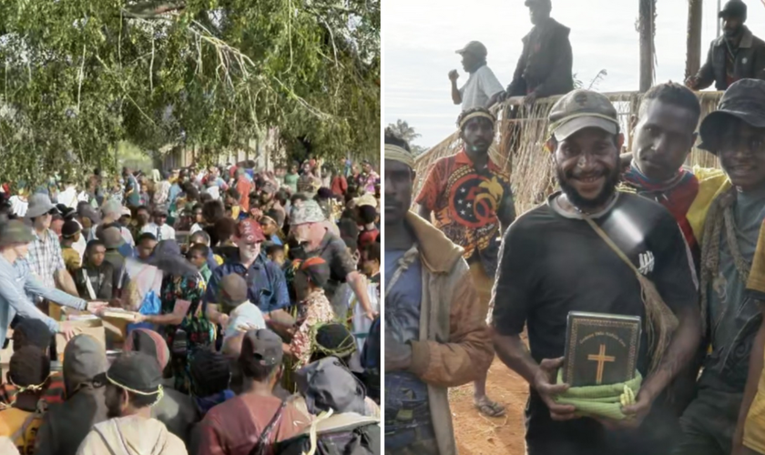 Moradores locais recebem o Novo Testamento com festa. (Captura de tela/Instagram/Wycliffe Bijbelvertalers)