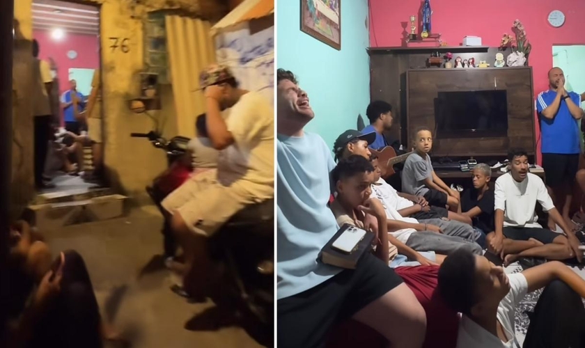 Os cristãos durante o culto. (Foto: Reprodução/Instagram/João Basques)