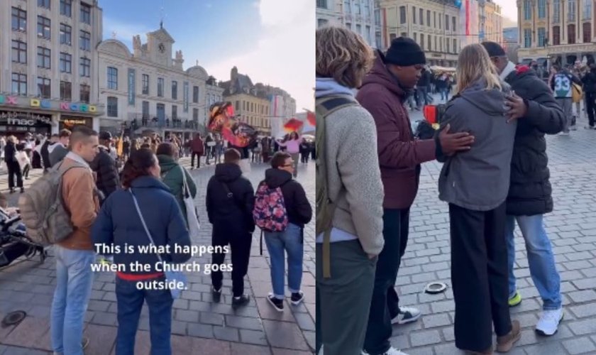 A ação evangelística aconteceu no centro da cidade de Lille. (Foto: Reprodução/ Instagram/Go Revival Europe).
