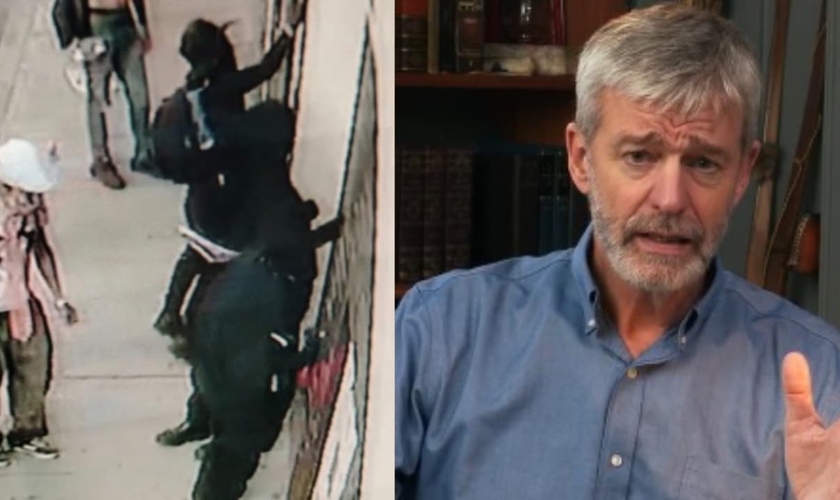 Os vândalos picharam e fixaram faixas com ameaças na igreja em Bogotá. (Foto: Instagram/HeartCry Missionary Society).