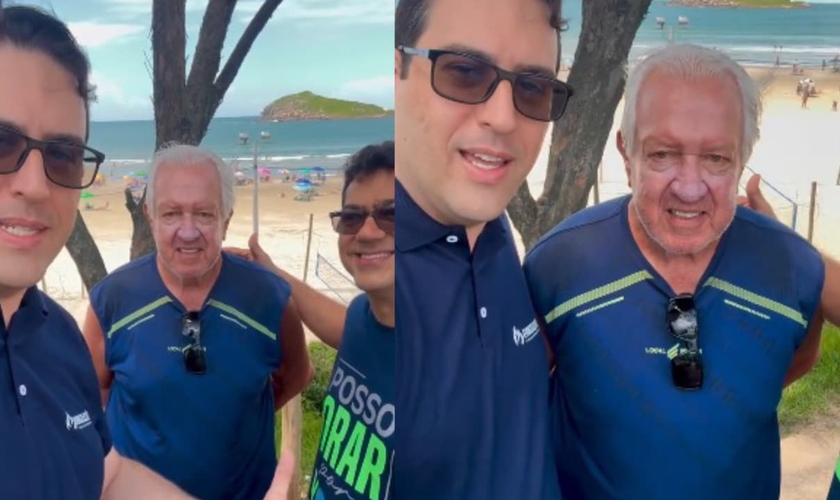 Jair aceitou Jesus após ser evangelizado por dois pastores na Praia da Vila. (Foto: Reprodução/Instagram/Joary Jossué Carlesso).