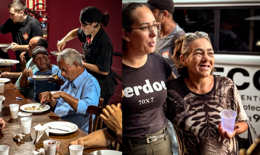 Os moradores de rua participaram do rodízio promovido pela missão “Sul, Missões e Graça”. (Foto: Divulgação/SMG).