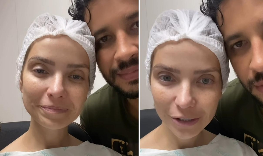 Camila Campos no hospital com o marido. (Foto: Reprodução/Instagram/Camila Campos)