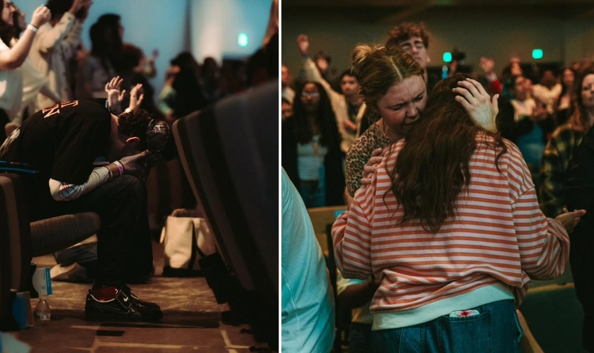 Os estudantes orando no campus. (Foto: Reprodução/Instagram/Southeastern University).