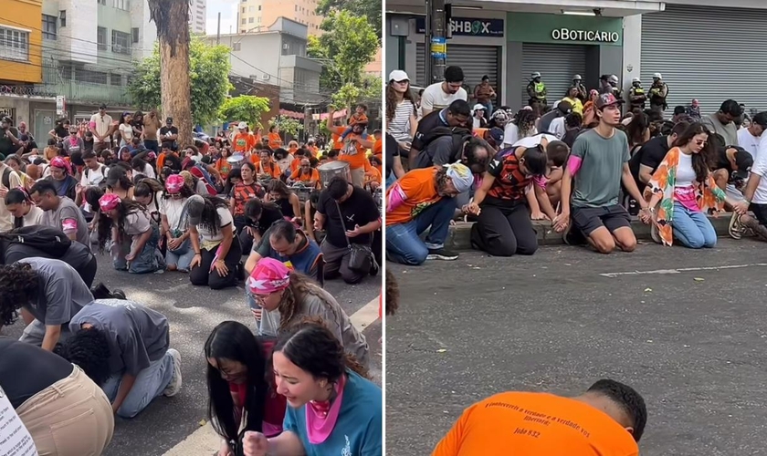 Os cristãos orando nas ruas. (Foto: Reprodução/Instagram/Israel Abreu)