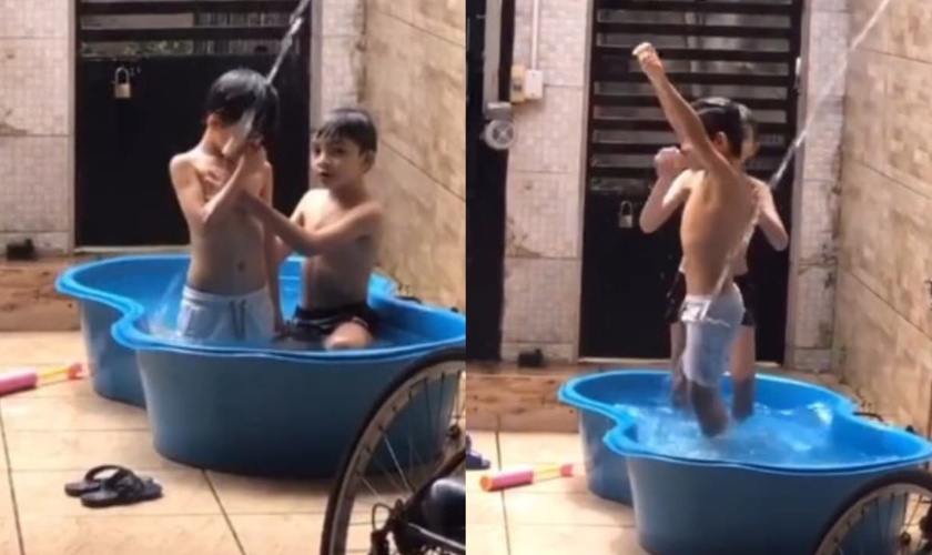 O momento de brincadeira das crianças emocionou muitas pessoas nas redes sociais. (Foto: Reprodução/Instagram/Robson Bandeira). 