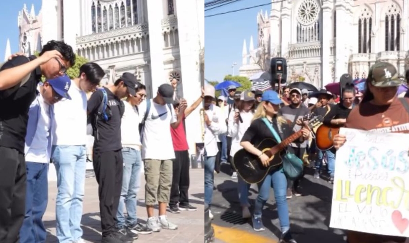 O grupo de cristãos fez uma caminhada de oração na cidade de León. (Foto: Reprodução/Instagram/Kevin Guerrero Zavala).