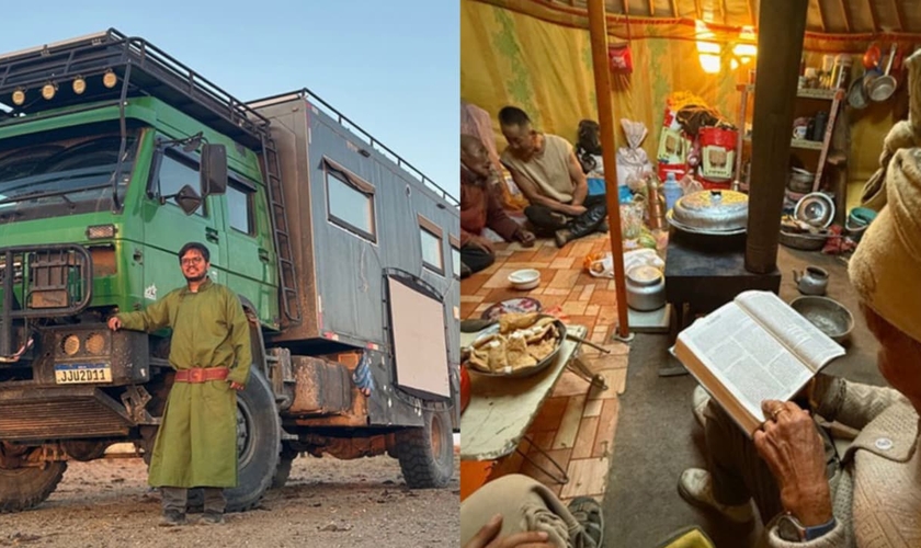 Os missionários viajam no caminhão para evangelizar o povo nômade. (Foto: Lucas Oliveira).