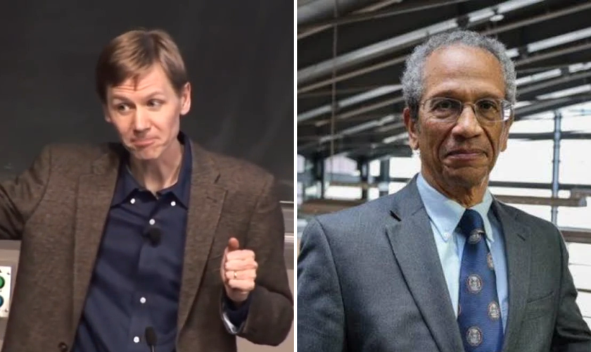 Troy Van Voorhis, professor de Química no MIT; Daniel Hastings, professor de Aeronáutica e Astronáutica no MIT. (Captura te tela/YouTube/The Veritas Foum/MIT AeroAstro)