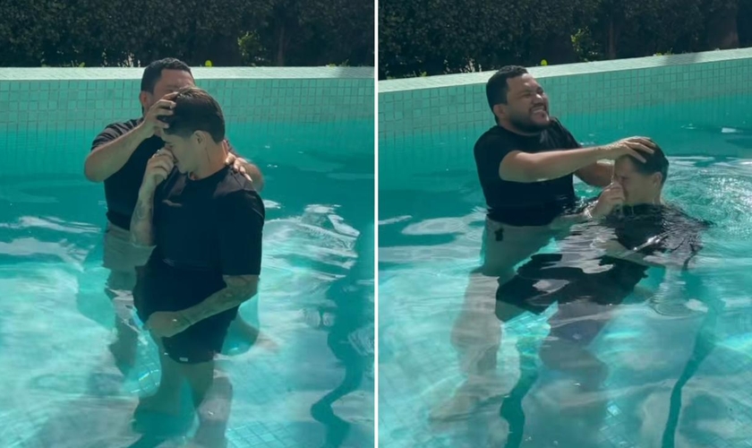 O batismo de Khellven Silva. (Foto: Reprodução/Instagram/Khellven Silva)