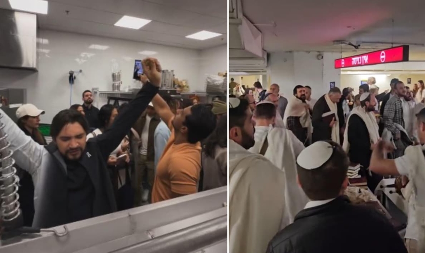 Judeus e cristãos oraram e louvaram dentro de bunkers em Israel. (Foto: Reprodução/Instagram/Isaque Levy/Reprodução/Instagram/Saul Sadka).