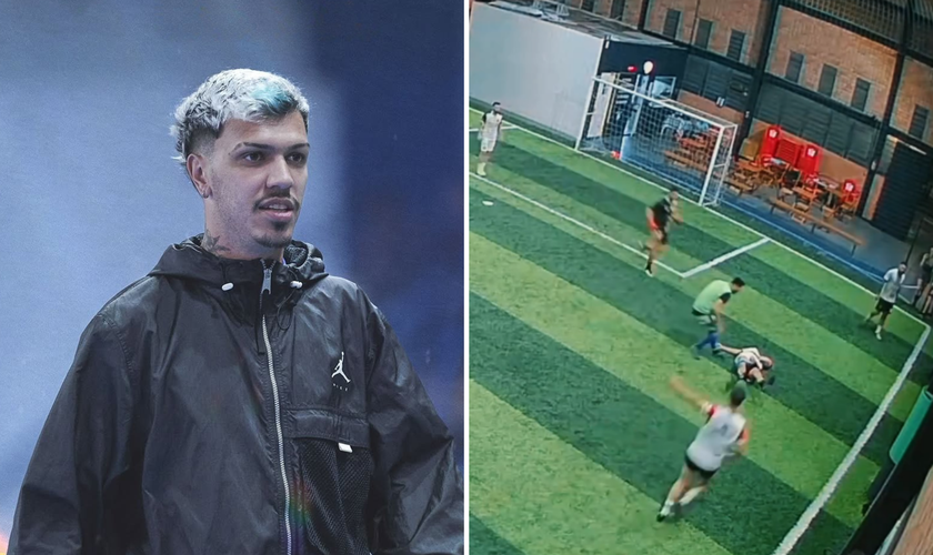 JK Chapecó caído após o acidente durante partida; jogador sobreviveu a duas paradas cardíacas: “Jesus me devolveu o fôlego de vida”. (Foto: Instagram / @jkchapeco)