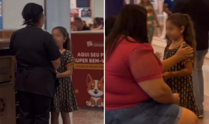 Bianca orando por pessoas no shopping. (Foto: Reprodução/Instagram/Raphael Pacheco)