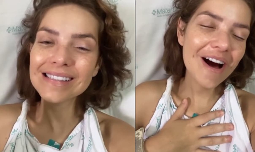 Camila Campos adorou a Deus no leito de hospital. (Foto: Reprodução/Instagram/Camila Campos).