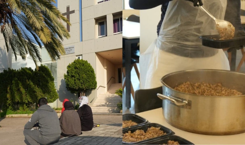 O Seminário Teológico Batista Árabe foi transformado em refúgio para moradores. (Foto: Facebook/Arab Baptist Theological Seminary - ABTS).