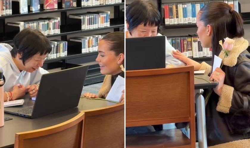 Mira Red'ko orando pela asiática. (Foto: Reprodução/Instagram/Mira Red'ko)