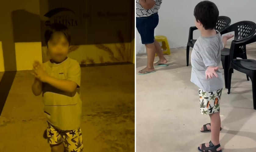 Lucas aguardou a igreja abrir para adorar a Deus. (Foto: Reprodução/Instagram/Juarez Amorim)