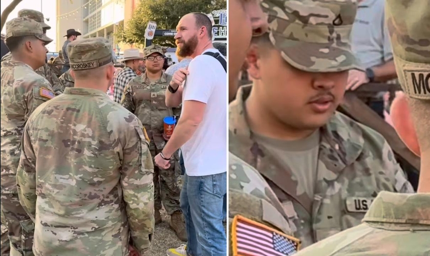 Os militares orando nas ruas. (Foto: Reprodução/Instagram/Philip Renner)