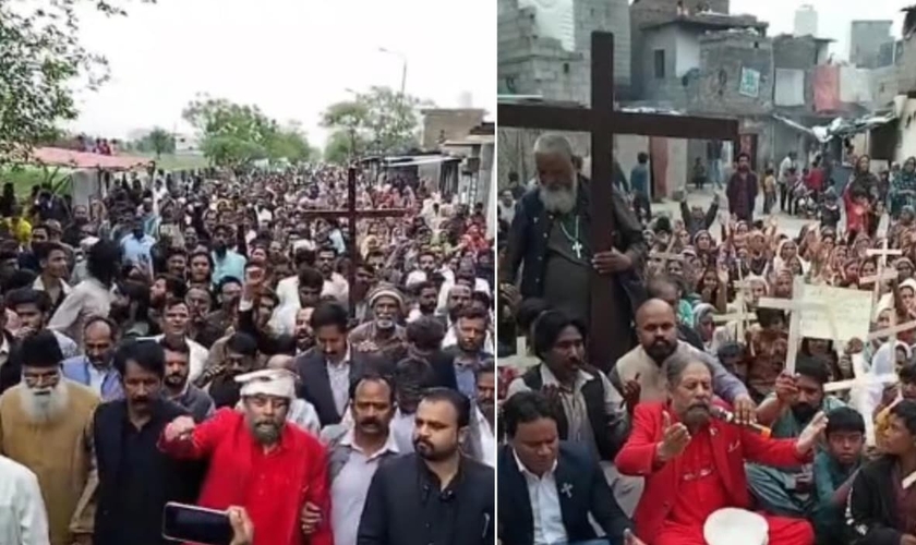 Os moradores protestaram contra a ordem de despejo. (Foto: Reprodução/Facebook/Julius Salik).