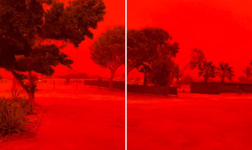 Efeito “apocalíptico” no céu da Austrália antecede a chegada do ciclone Narelle. (Captura de tela/X/Mario Nawfal)