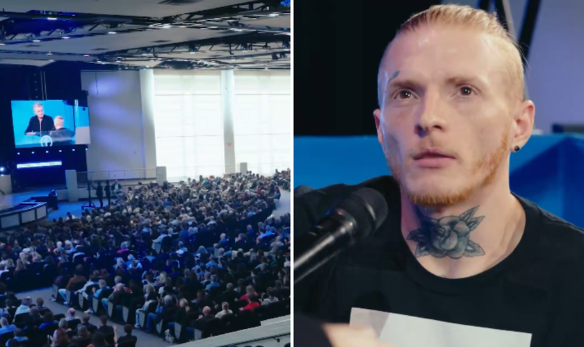 Homem testemunha durante seu batismo: ‘Vida transformada’. (Captura de tela/X/Jentezen)