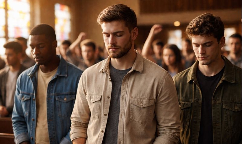 Dados coletados entre 2024 e 2025, apontam que 42% dos jovens homens disseram considerar a religião muito importante. (Imagem ilustrativa gerada por IA)