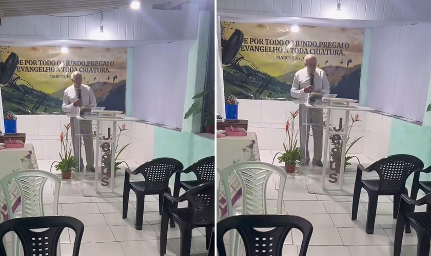 O pastor pregando na igreja. (Foto: Reprodução/Instagram/Adrieleh Delgado)