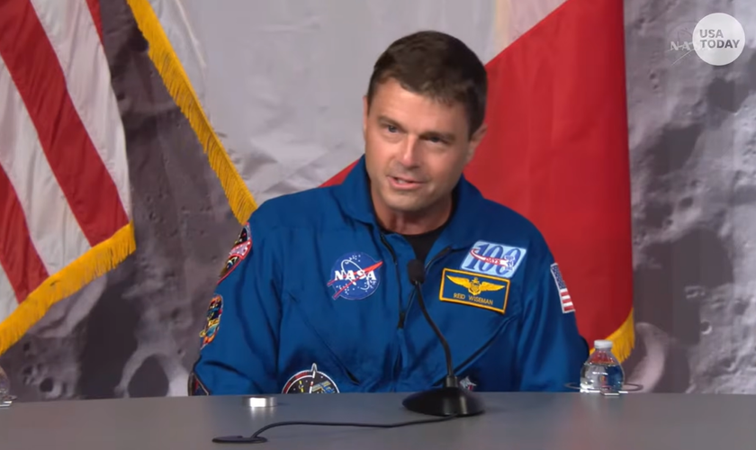 O astronauta da NASA e comandante da Artemis II, Reid Wiseman. (Foto: Reprodução/YouTube/USA TODAY)