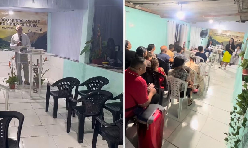 O pastor pregando na igreja. (Foto: Reprodução/Instagram/Adrieleh Delgado)
