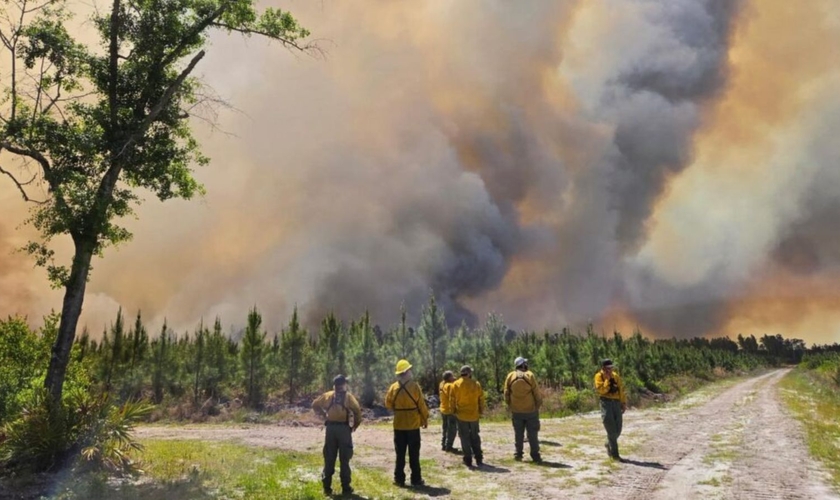 A região afetada pelo incêndio. (Foto: Reprodução/Baptist Press)