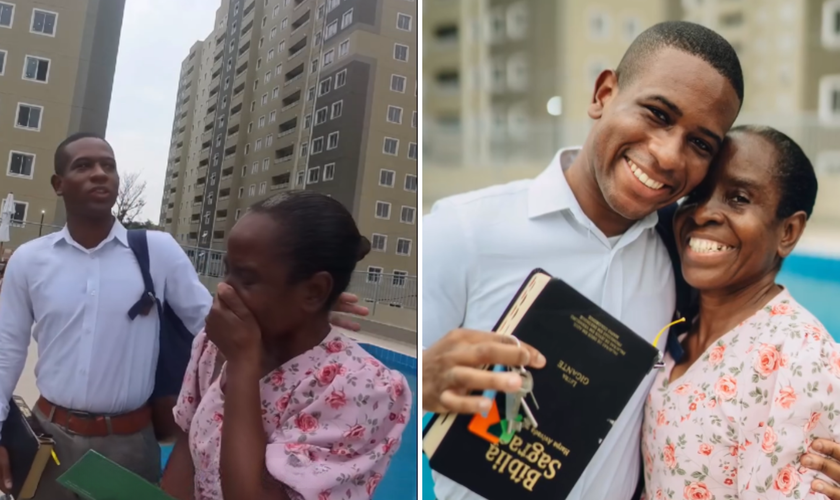 Kauan emociona a mãe com testemunho de fé durante a conquista do primeiro apartamento. (Captura de tela/Instagram/MRV)